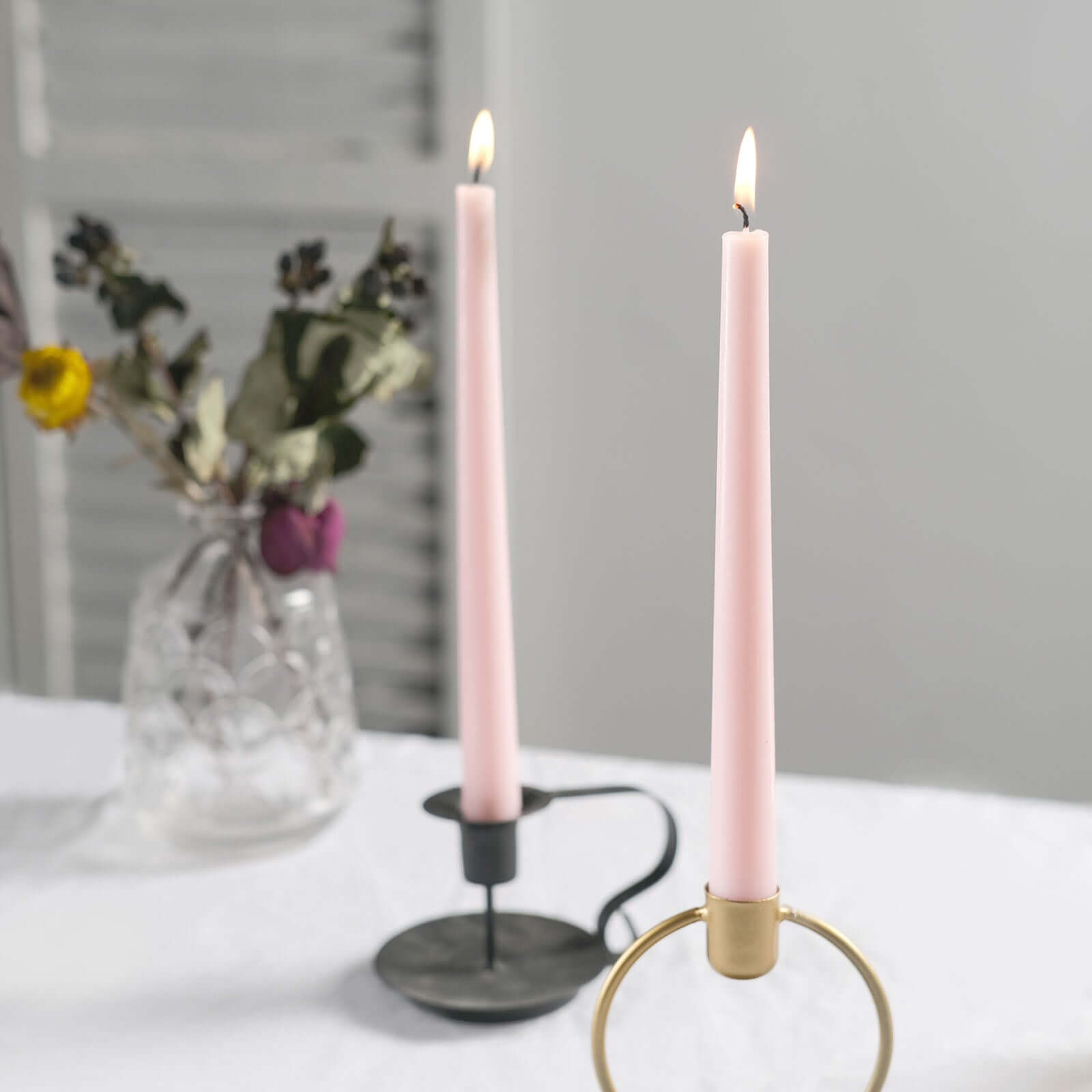 12-Pack Taper Candles Premium Wax Design Blush - Unscented Candles for Upscale Settings 10"