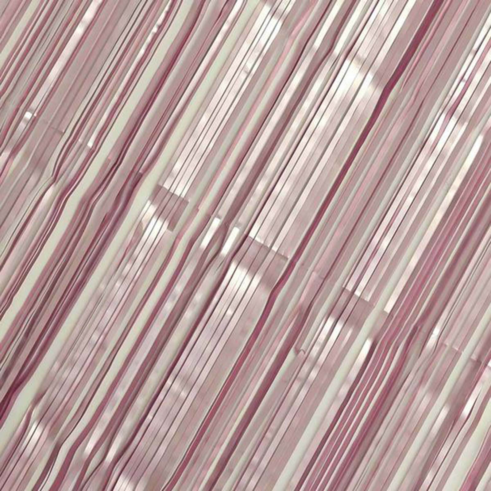 8ft Dusty Rose Metallic Tinsel Foil Fringe Doorway Curtain Party Backdrop