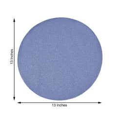 6-Pack Placemats Glitter Design Dusty Blue Sparkle Round - Non-Slip Decorative Dining Table Mats 13"