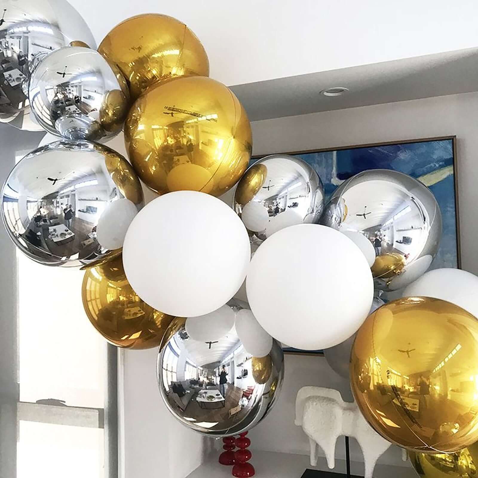 2 Pack 18" 4D Rose Gold Sphere Mylar Foil Helium or Air Balloons