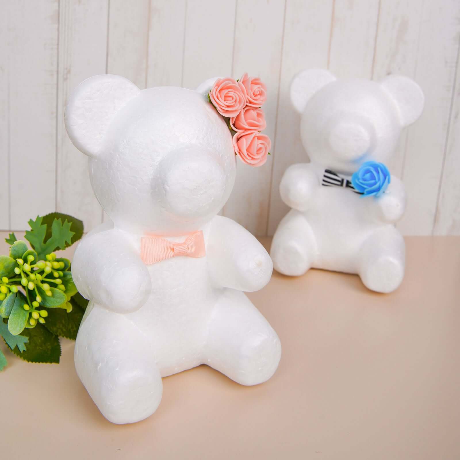 2 Pack 7" DIY White 3D Modeling StyroFoam Bears, Polystyrene Craft Foam Animals