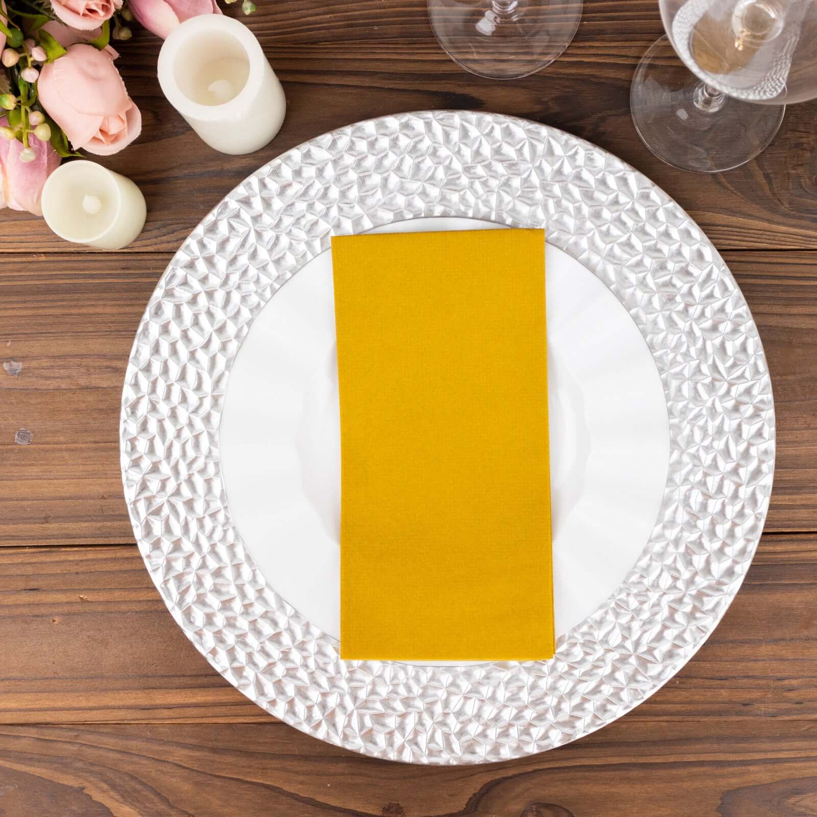 20-Pack Paper Linen-Like Napkins Gold - Disposable Hygienic Airlaid Guest Towels 8.5"x4"