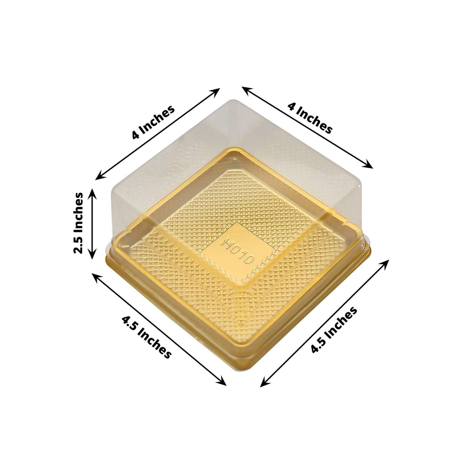 50 Pack Clear Gold Square Mini Plastic Cupcake Party Favor Boxes, Muffin Dessert Containers - 4"x4"x2.5"