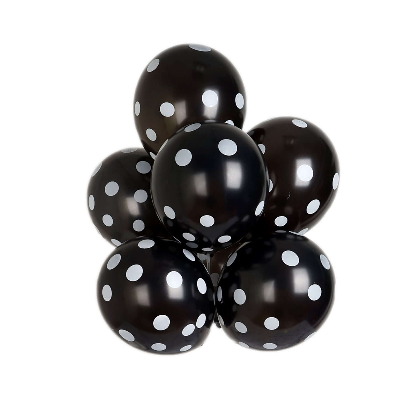 25 Pack 12" Black and White Fun Polka Dot Latex Party Balloons