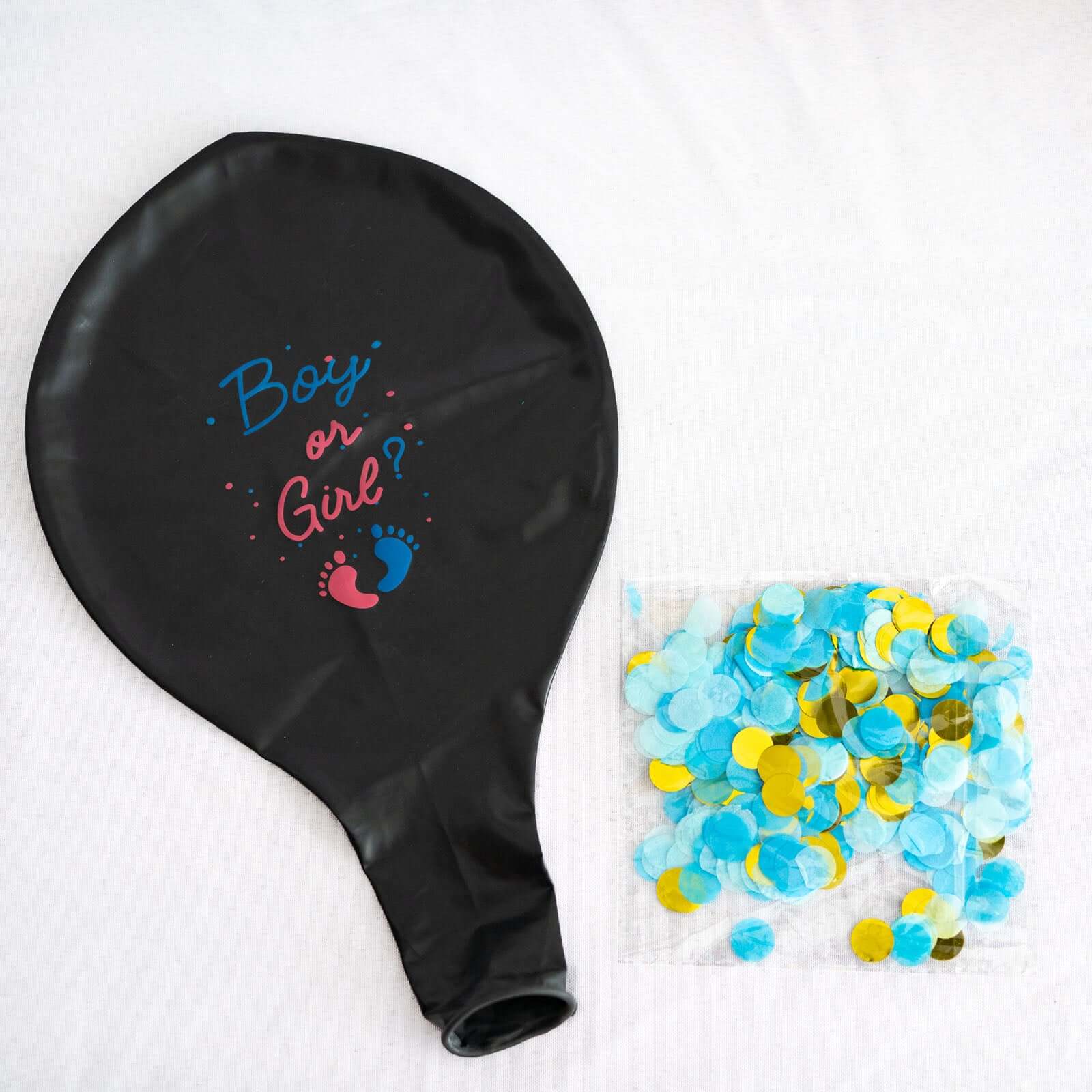 24" Gender Reveal Blue Confetti Filled Boy Or Girl Print Latex Balloon