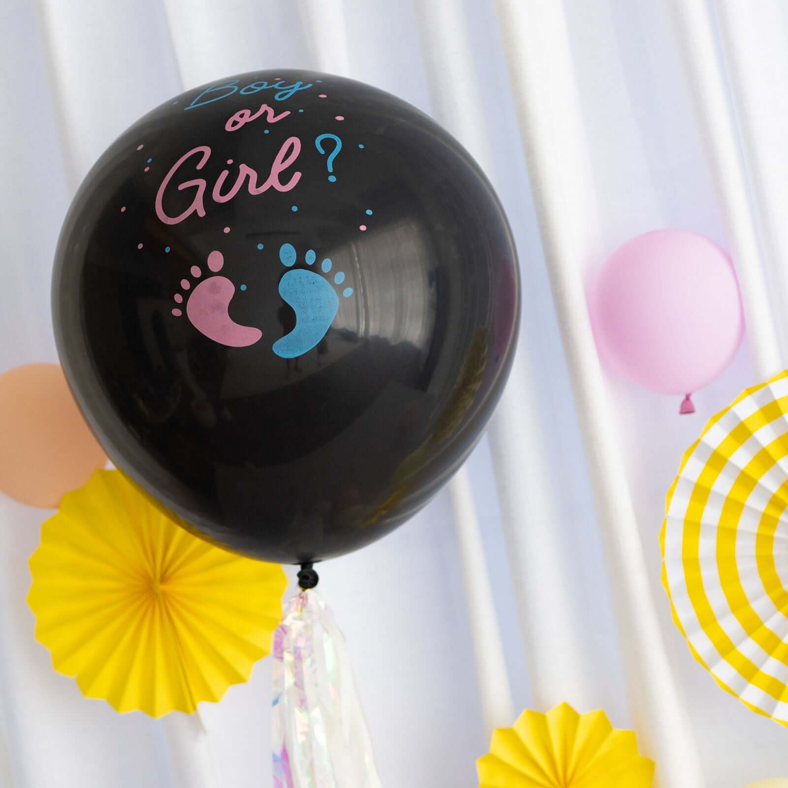 24" Gender Reveal Pink Confetti Filled Boy Or Girl Print Latex Balloon