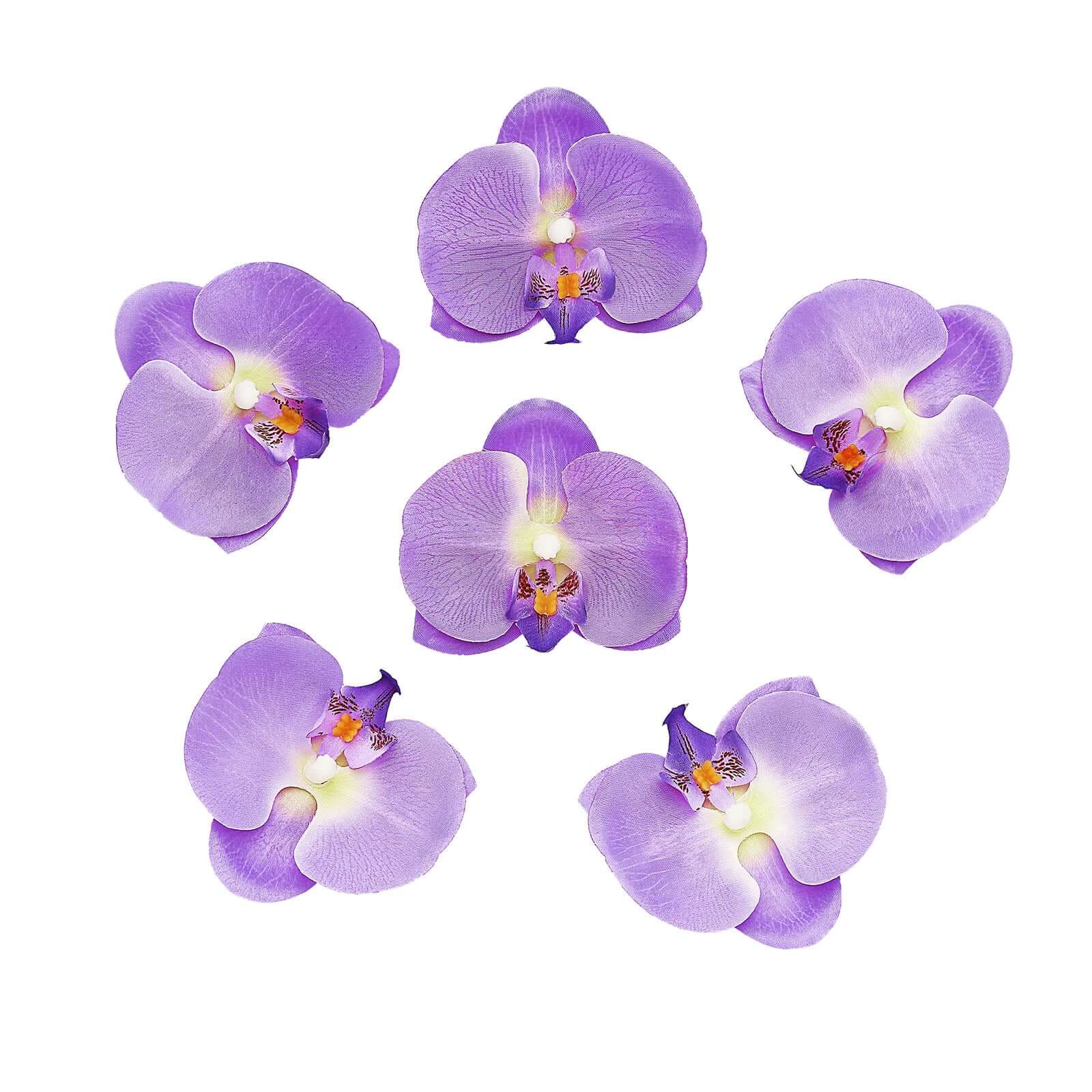 20 Silk Artificial Orchids Flower Heads Lavender Lilac - Versatile Floral Accents for DIY Floral Arrangements Corsages & Event Decor 4"