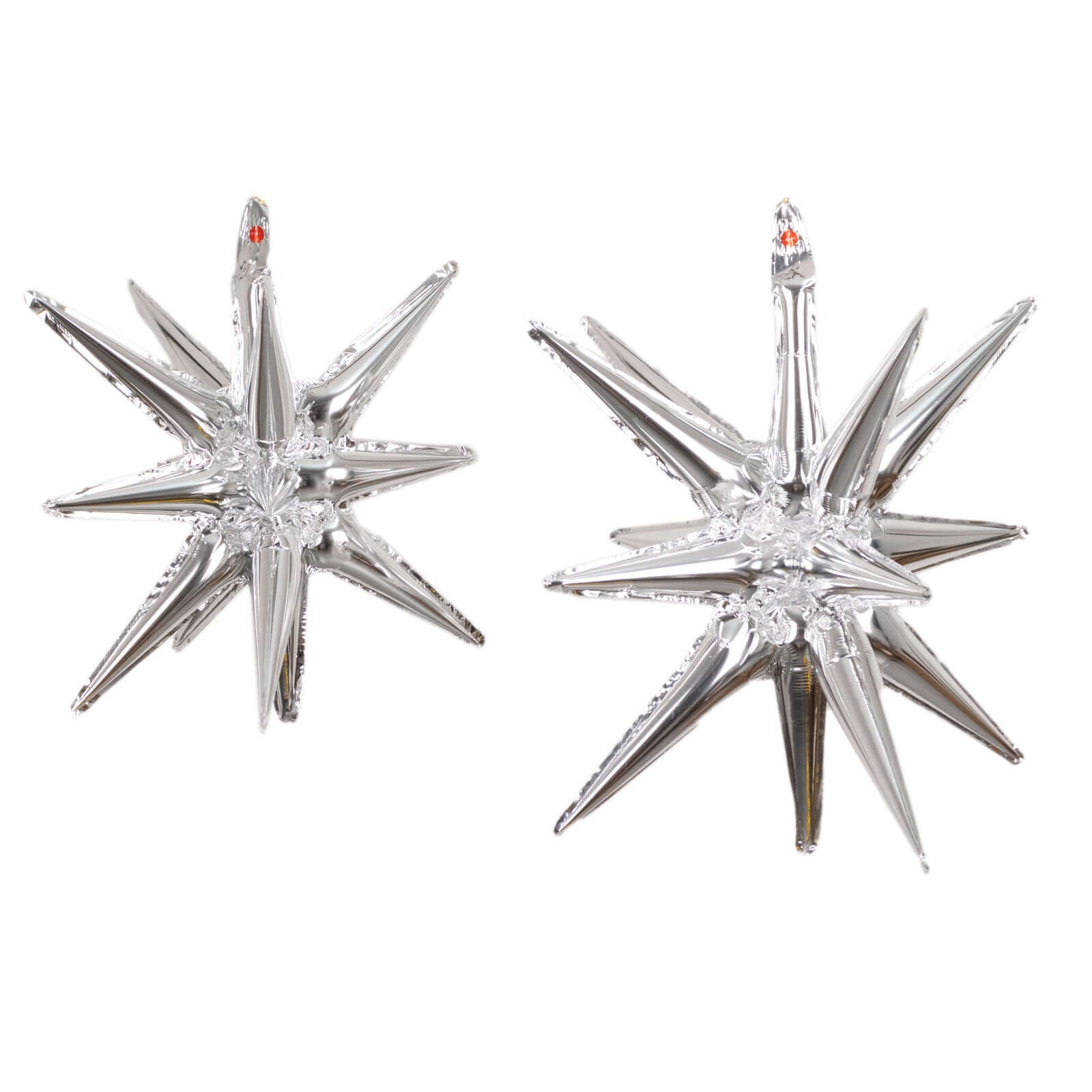 5 Pack Metallic Silver 14-Point Starburst Mylar Foil Balloons, 22" Fireworks Star Explosion Party Balloons