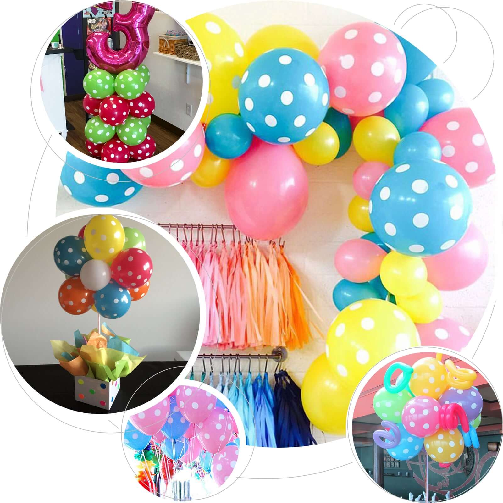 25 Pack 12" Yellow and White Fun Polka Dot Latex Party Balloons