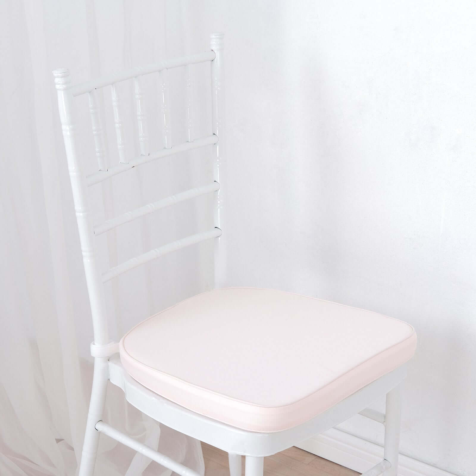Chiavari Chair Cushion with 1.5" Thick Memory Foam and Ties Blush - Stylish Removable Cover for Comfort