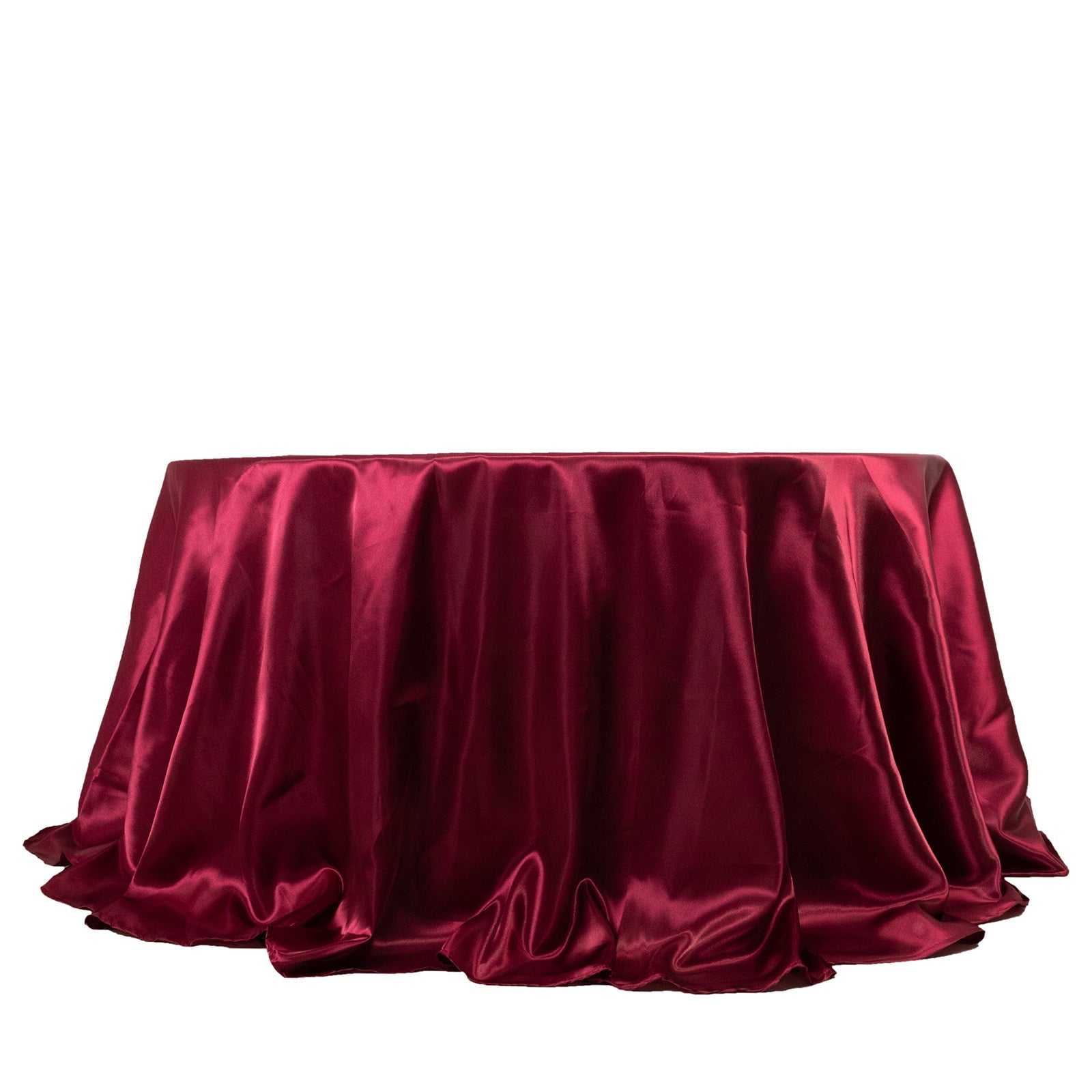 Satin 132" Round Tablecloth Burgundy - Stylish Seamless Table Cover