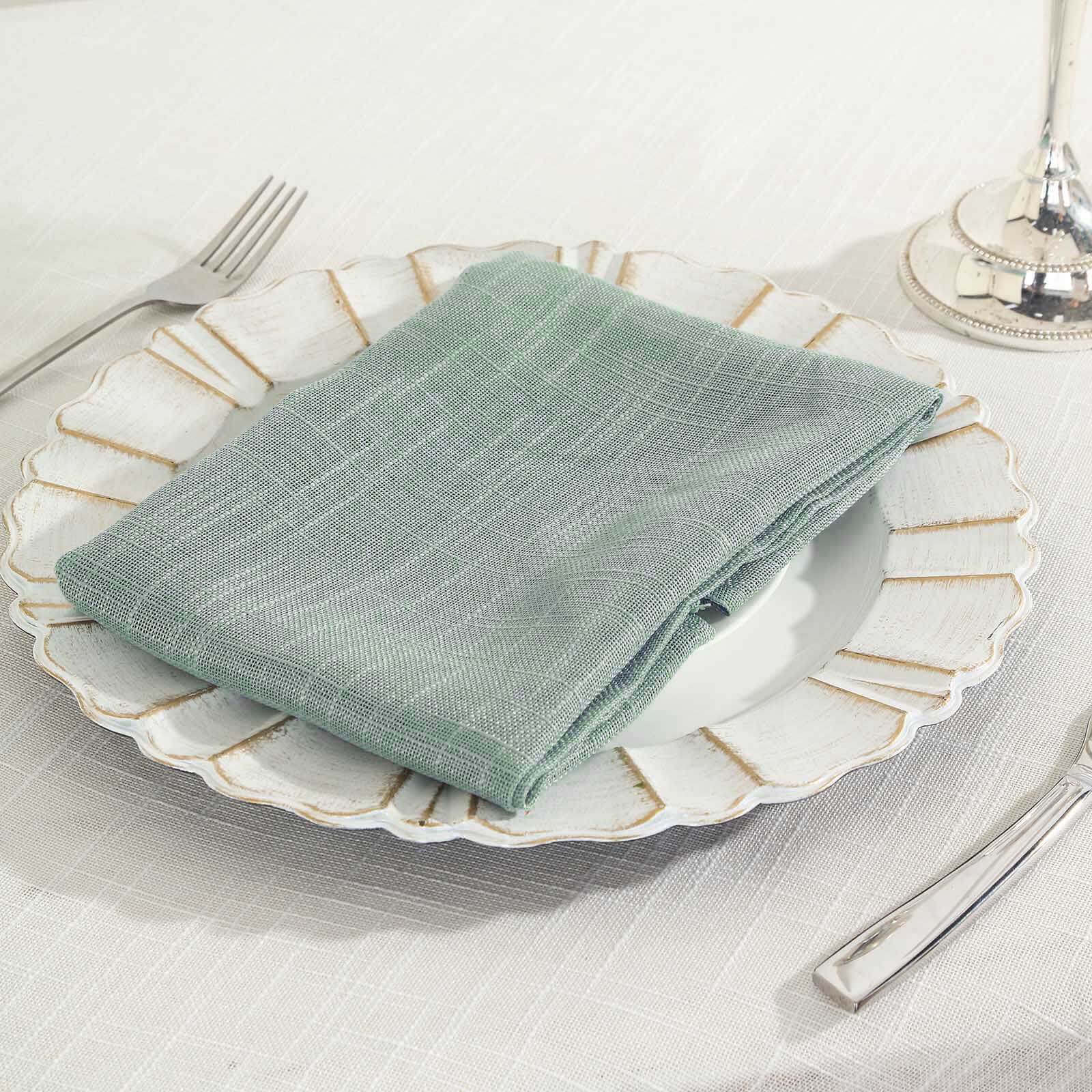 5 Pack Faux Linen 20"x20" Napkins Dusty Blue - Slubby Textured & Wrinkle Resistant Cloth Napkins