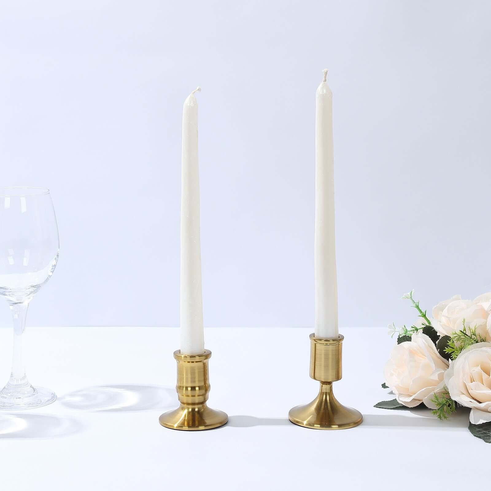 Set of 4 Metal Taper Candle Holders Vintage Gold with Sturdy Round Base - Traditional Pillar Candlestick Holders 2.5", 3"