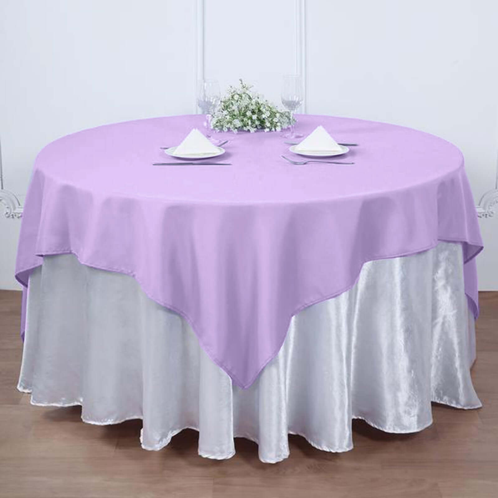 Polyester 90"x90" Table Overlay Square Tablecloth Lavender Lilac - Wrinkle-Resistant & Durable Table Cover