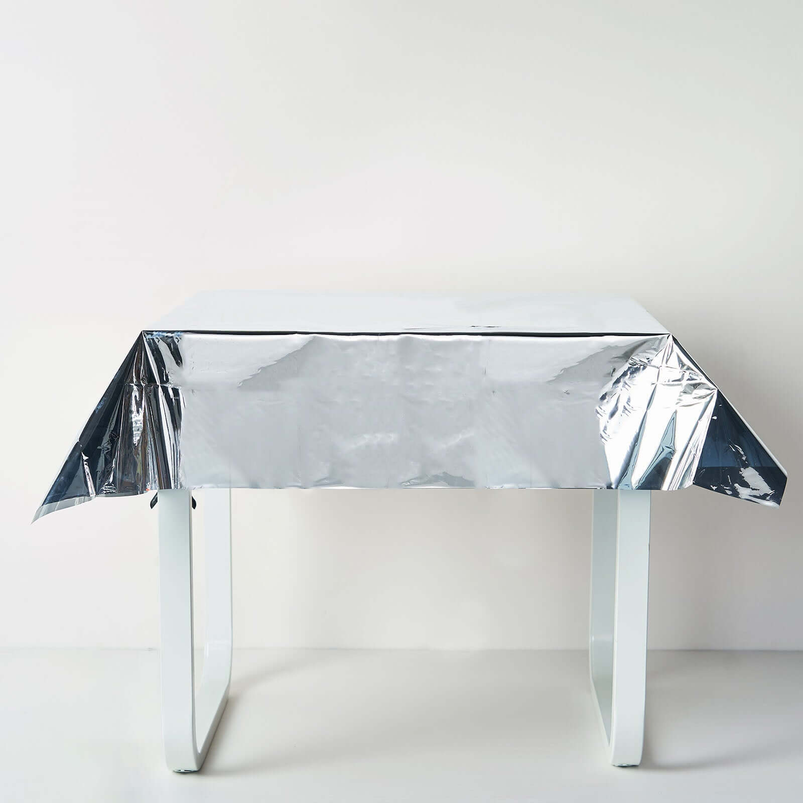 Metallic Foil Tablecloth Square Silver - Stylish Disposable Party Cover 50"x50"