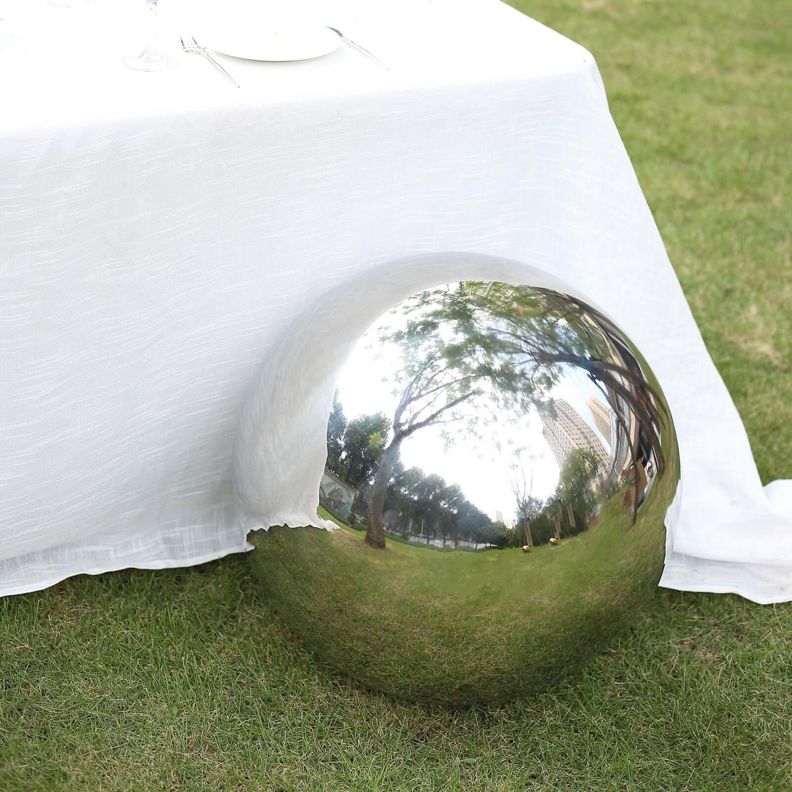 Gazing Globe Mirror Ball Reflective Hollow Stainless Steel Silver Sphere - Decorative Garden Display Ornament 22"