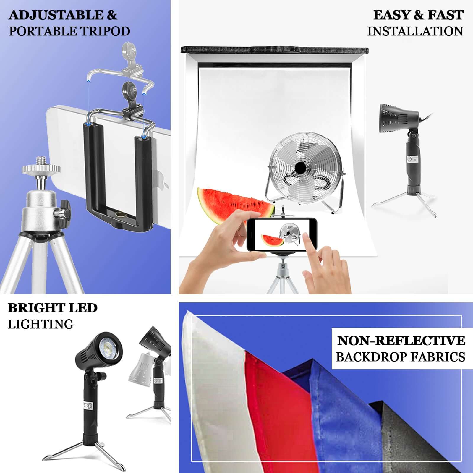 16"x16" Table Top Photo Studio Lighting Tent Box Kit, Photography Prop Shoot Set