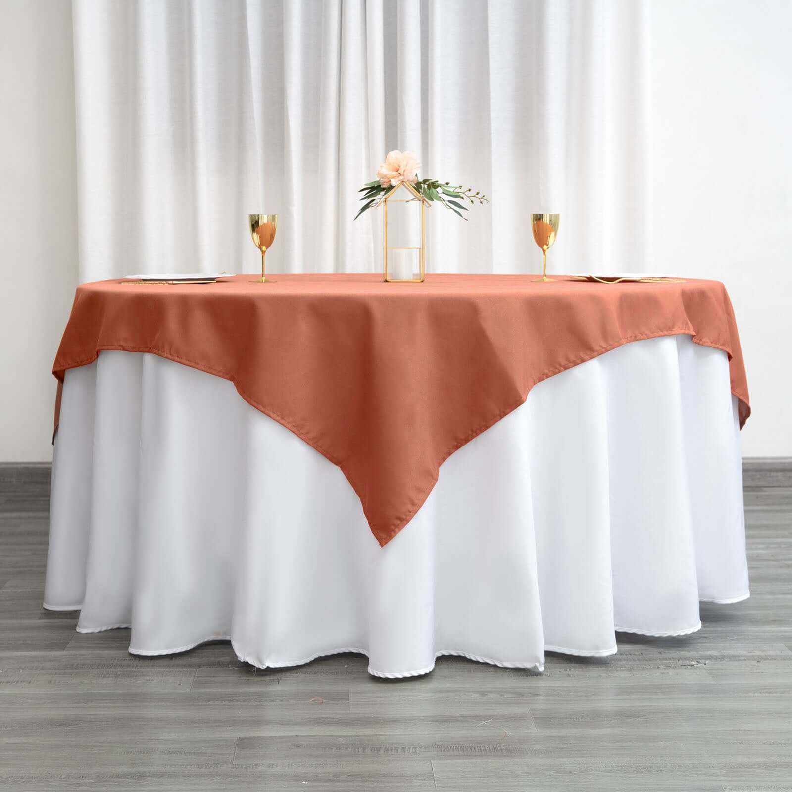 Polyester Square 70"x70" Tablecloth Terracotta (Rust) - Wrinkle-Resistant & Durable Table Cover