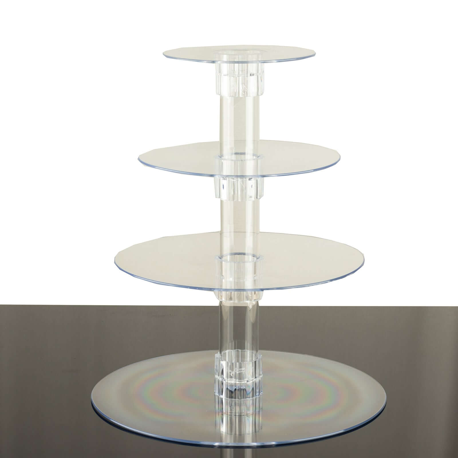 4-Tier Acrylic Round Cupcake Stand Clear - Heavy Duty Easy To Assemble Dessert Tower Holder Pastry Display with Film Sheets for Modern Minimalist Buffet Party Tables 14"