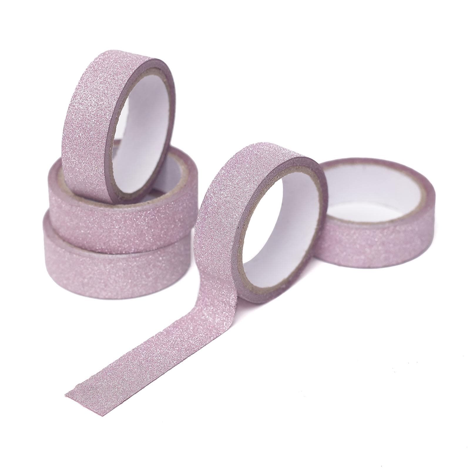 5 Pack 0.5"x5 Yards Pink Washi DIY Craft Glitter Tape