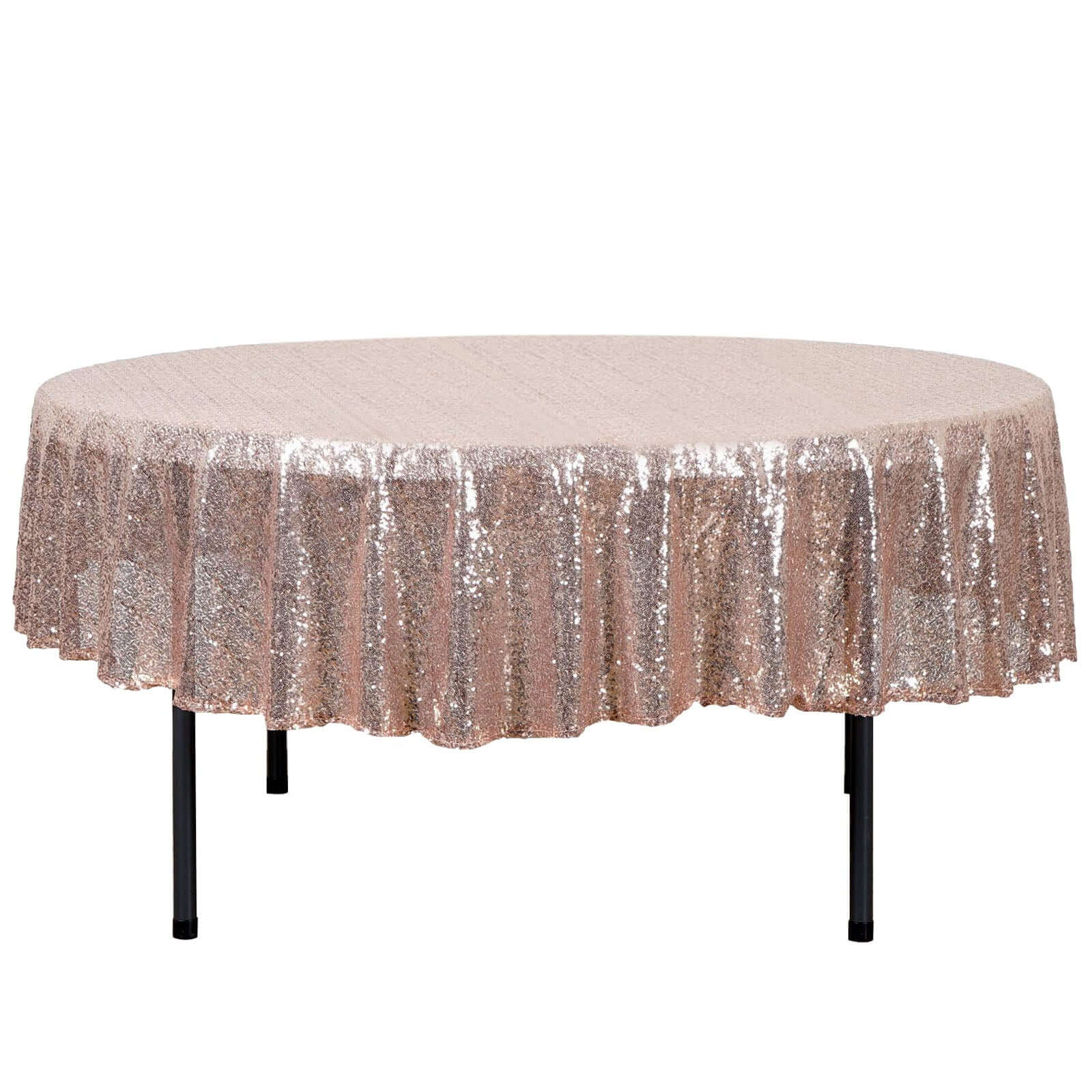 Sequin 90" Round Tablecloth Rose Gold - Glittering Finish Table Cover