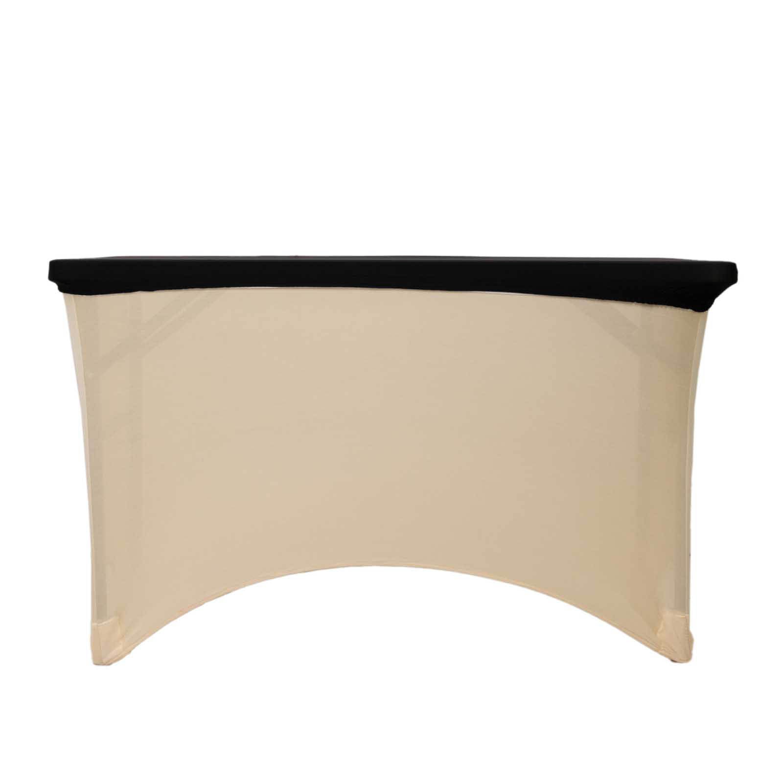 Stretch Spandex 48"x30" Rectangle Tablecloth Top Cover Black - Durable Form-Fitting Table Cover