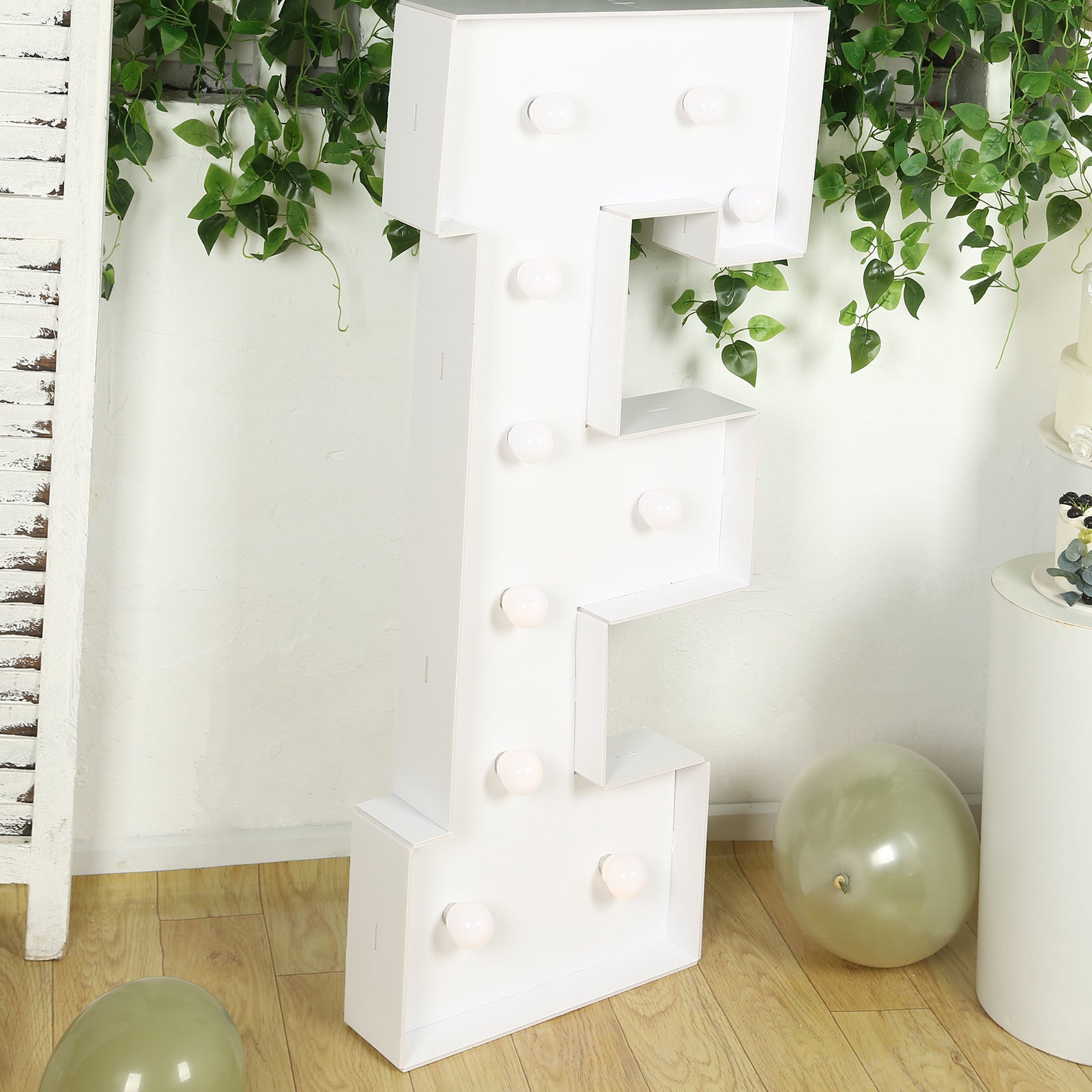 Giant LED Marquee Light Up Letter "F", White 4ft Pre-Cut Foam Board with 10 Warm White Battery Operated LEDs, Glue Gun and Sticks
