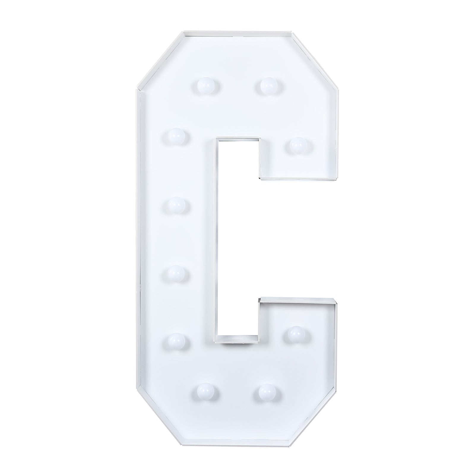 Giant LED Marquee Light Up Letter "C", White 4ft Pre-Cut Foam Board with 10 Warm White Battery Operated LEDs, Glue Gun and Sticks
