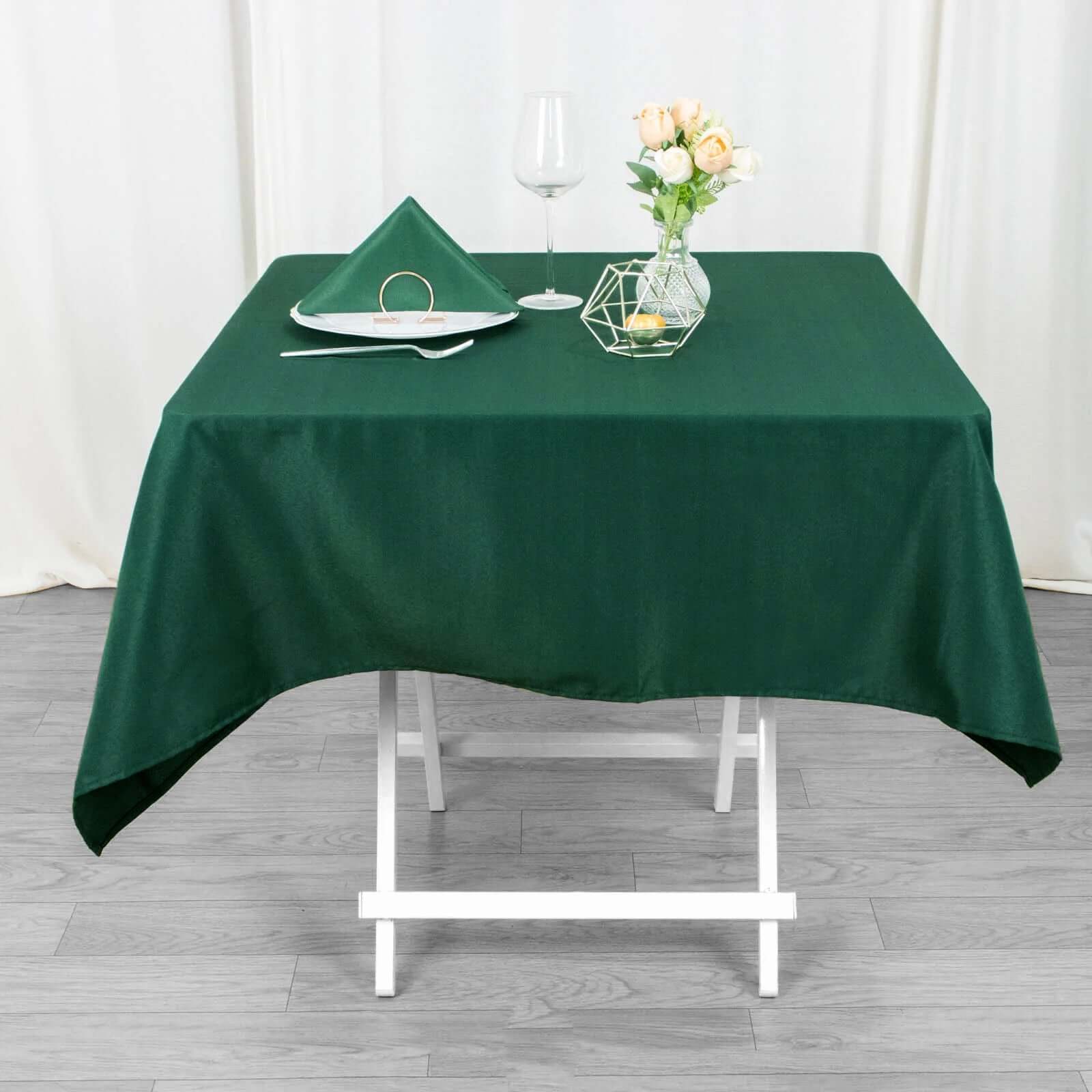 Premium Polyester 54"x54" Square Tablecloth Hunter Emerald Green - 220GSM Stain and Wrinkle-Resistant Table Cover