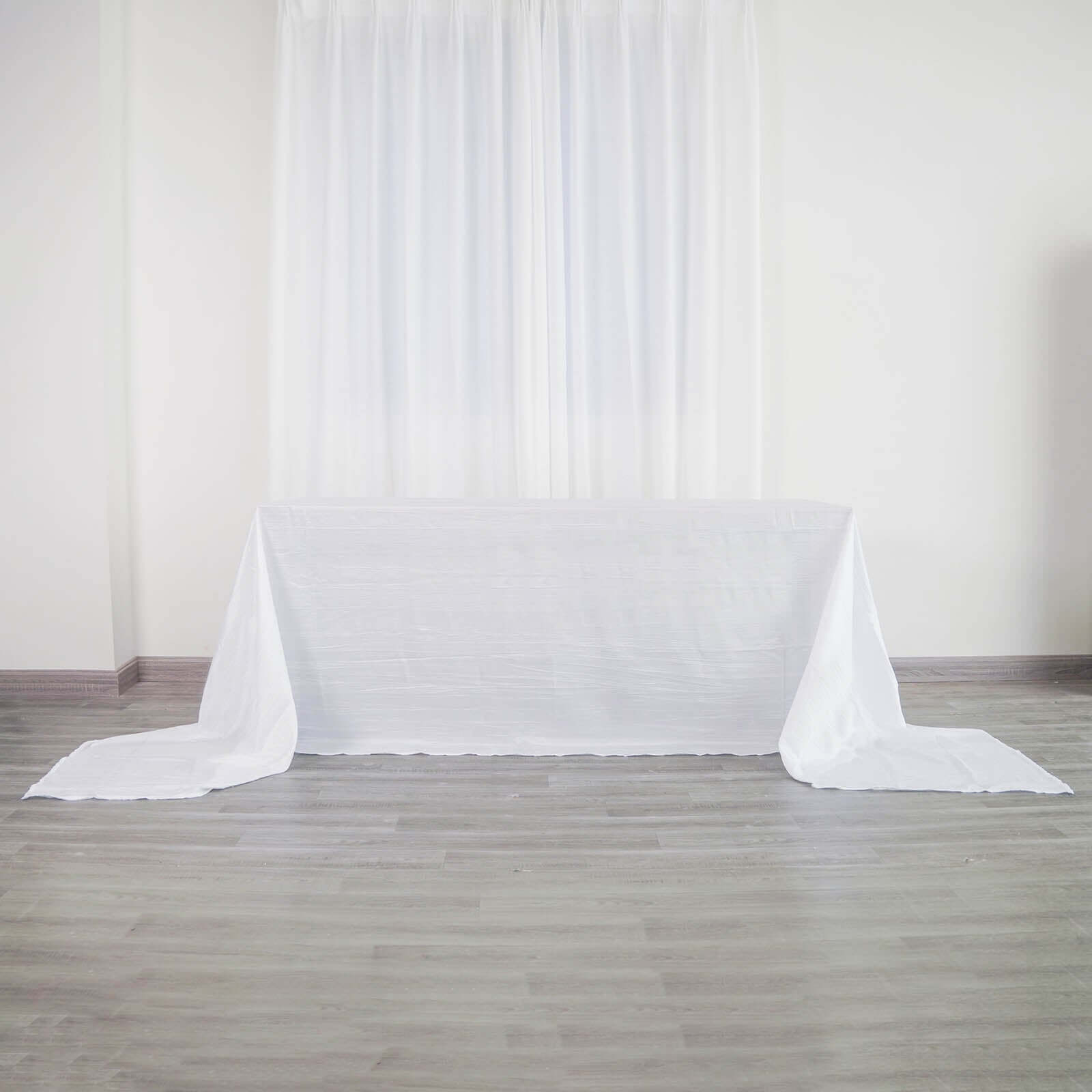 Taffeta 90"x156" Rectangle Tablecloth White - Seamless Accordion Crinkle Design for Stylish Celebrations