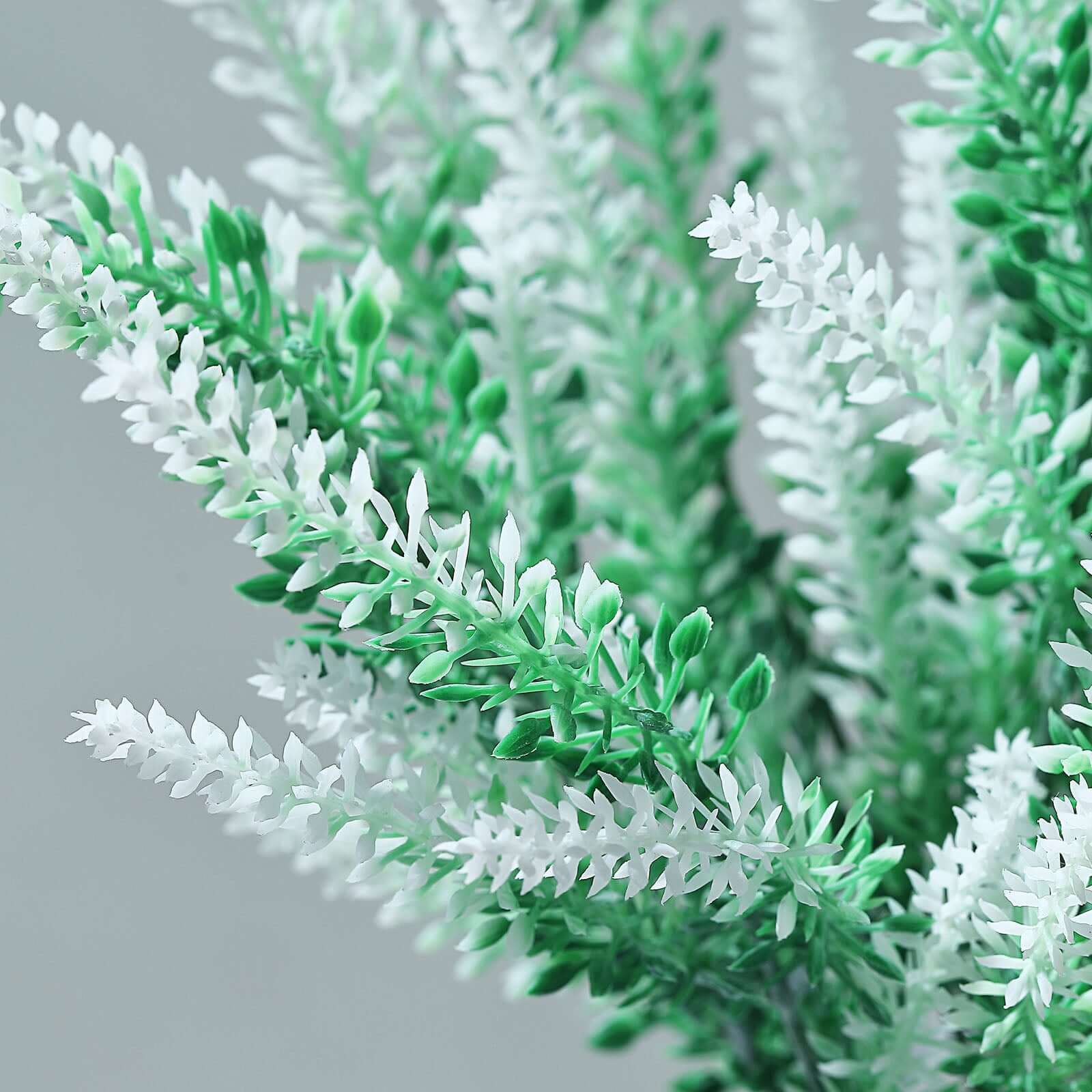 4 Bushes 14" Green White Artificial Lavender Flower Plant Stems Greenery