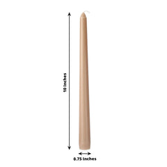 12-Pack Taper Candles Premium Wax Design Beige - Unscented Candles for Upscale Settings 10"