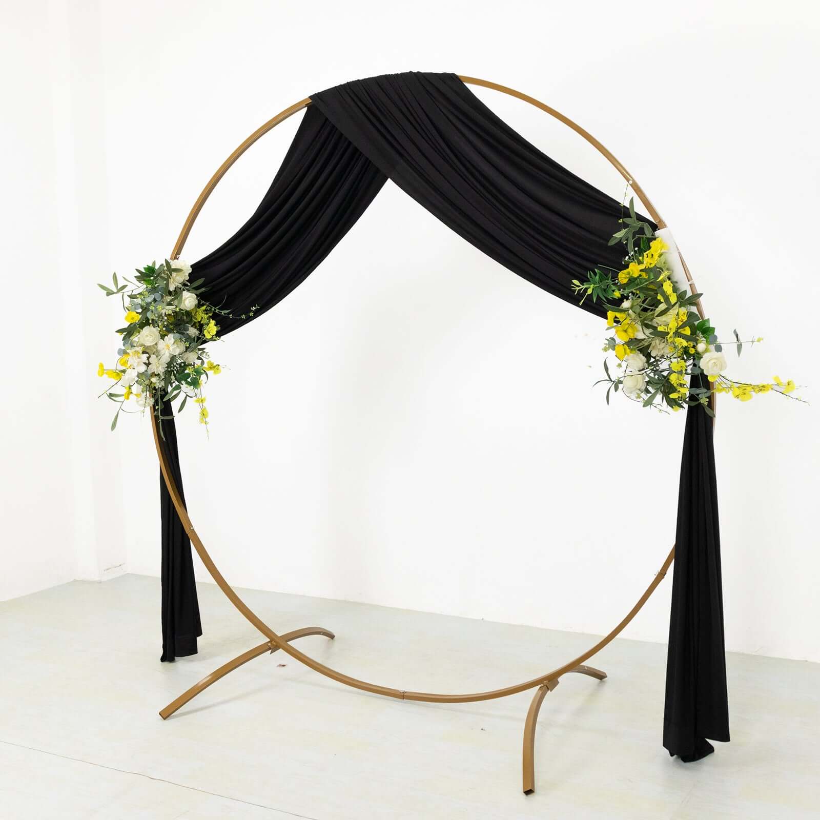 Black 4-Way Stretch Spandex Event Curtain Drapes, Wrinkle Free Backdrop Event Panel with Rod Pockets - 5ftx18ft
