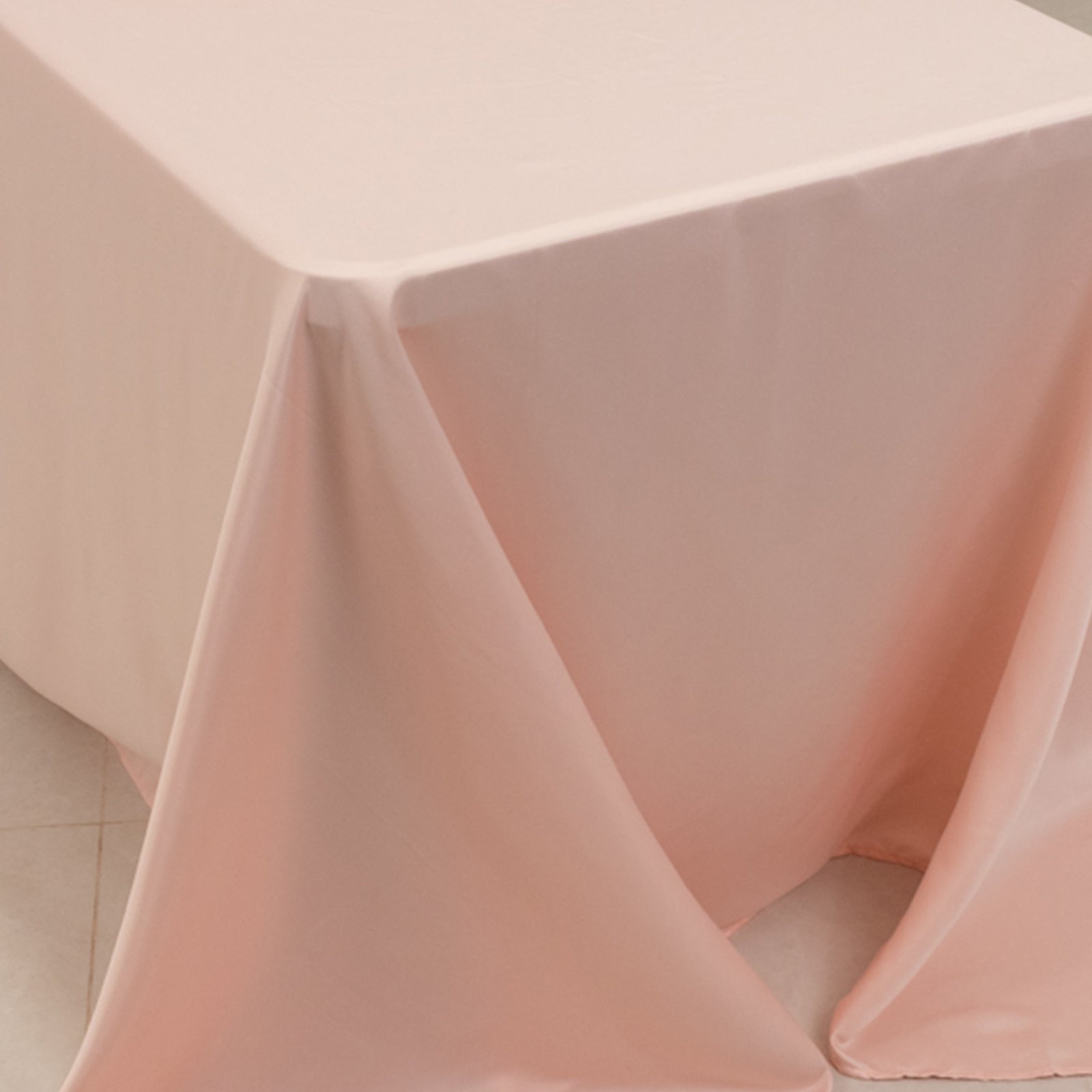 Lamour Satin 90"x156" Rectangle Tablecloth Blush - Luxurious, Soft Seamless Table Cover