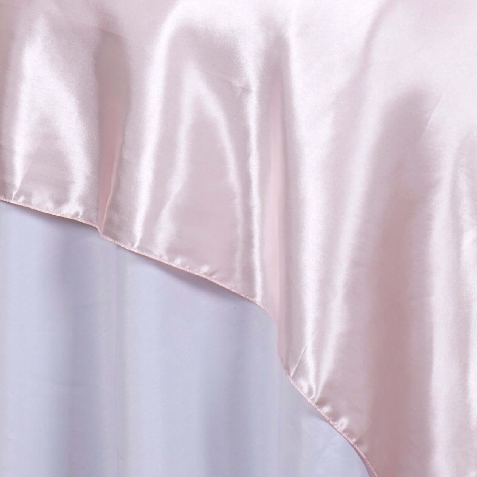 Satin 90"x90" Table Overlay Square Tablecloth Blush - Smooth Finish Table Topper