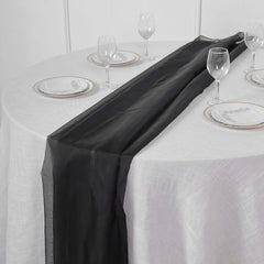 Premium Chiffon 6ft Table Runner Black - Chic Flowy & Lightweight Table Decor