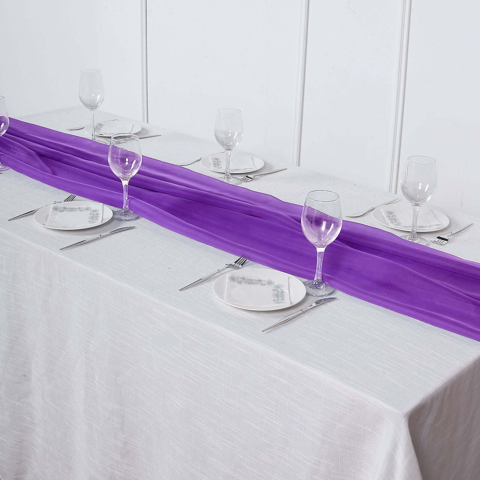 Premium Chiffon 6ft Table Runner Purple - Flowy & Lightweight Table Decor