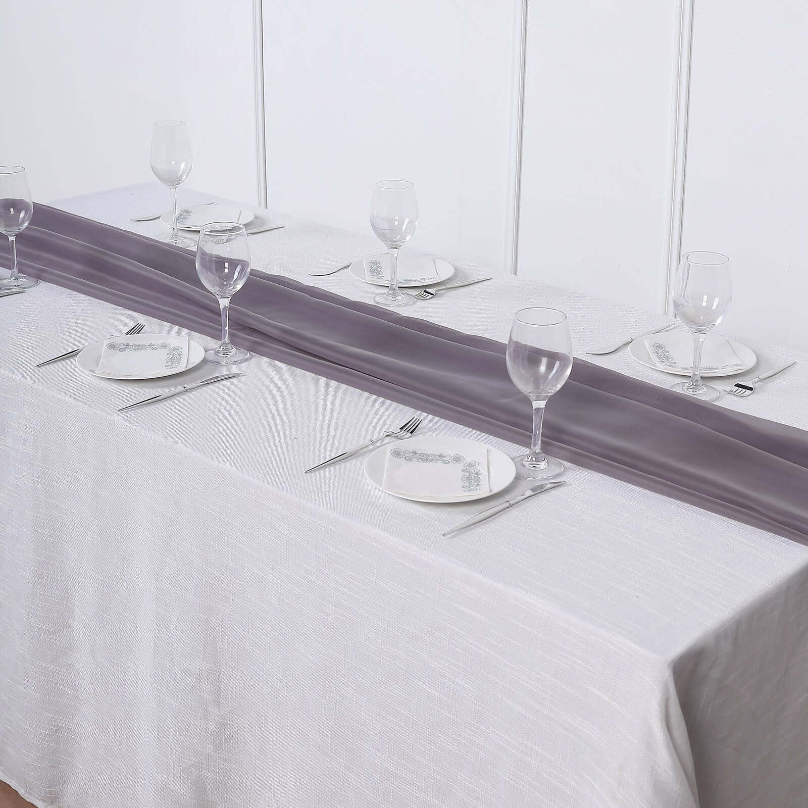 Premium Chiffon 6ft Table Runner Violet Amethyst - Flowy & Lightweight Table Decor