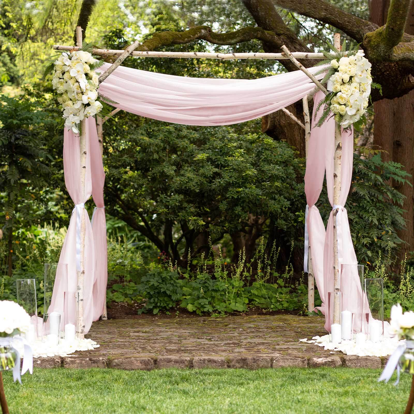 5ftx14ft Premium Blush Chiffon Curtain Panel, Durable Flame Resistant Backdrop Ceiling Drapery With Rod Pocket