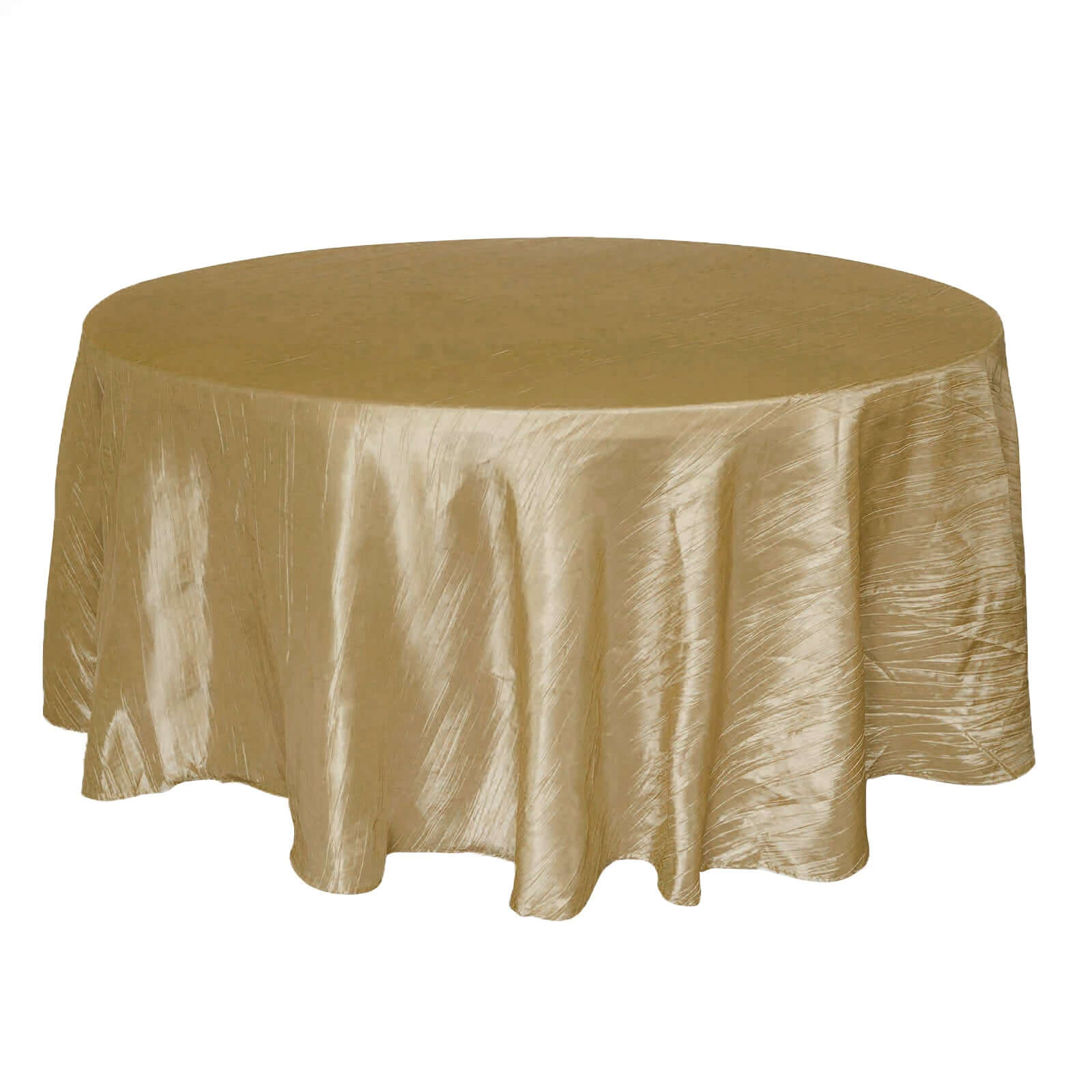 Taffeta 120" Round Tablecloth Gold - Seamless Accordion Crinkle Design for Stylish Occasions
