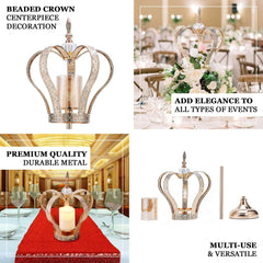 Metal Crown Pillar Candle Holder Stand Gold - Votive Holder Centerpiece 25"