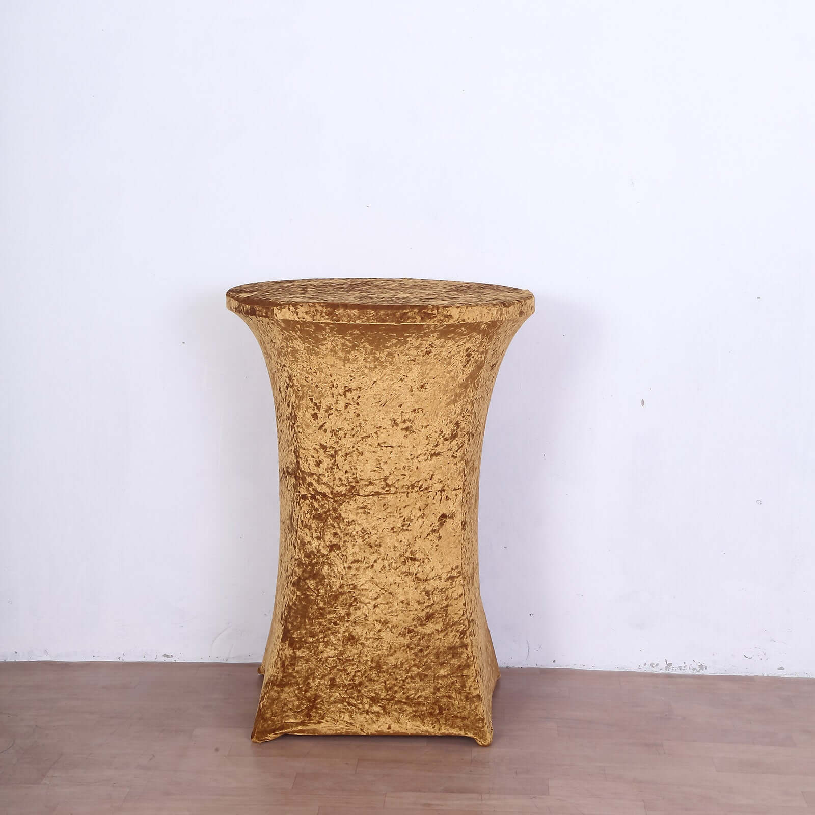 Crushed Velvet Spandex 32" Round Cocktail Table Cover Gold Smooth Highboy Tablecloth