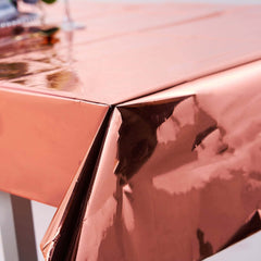 Metallic Foil Tablecloth Rectangle Rose Gold - Decorative Disposable Table Cover 40"x90"