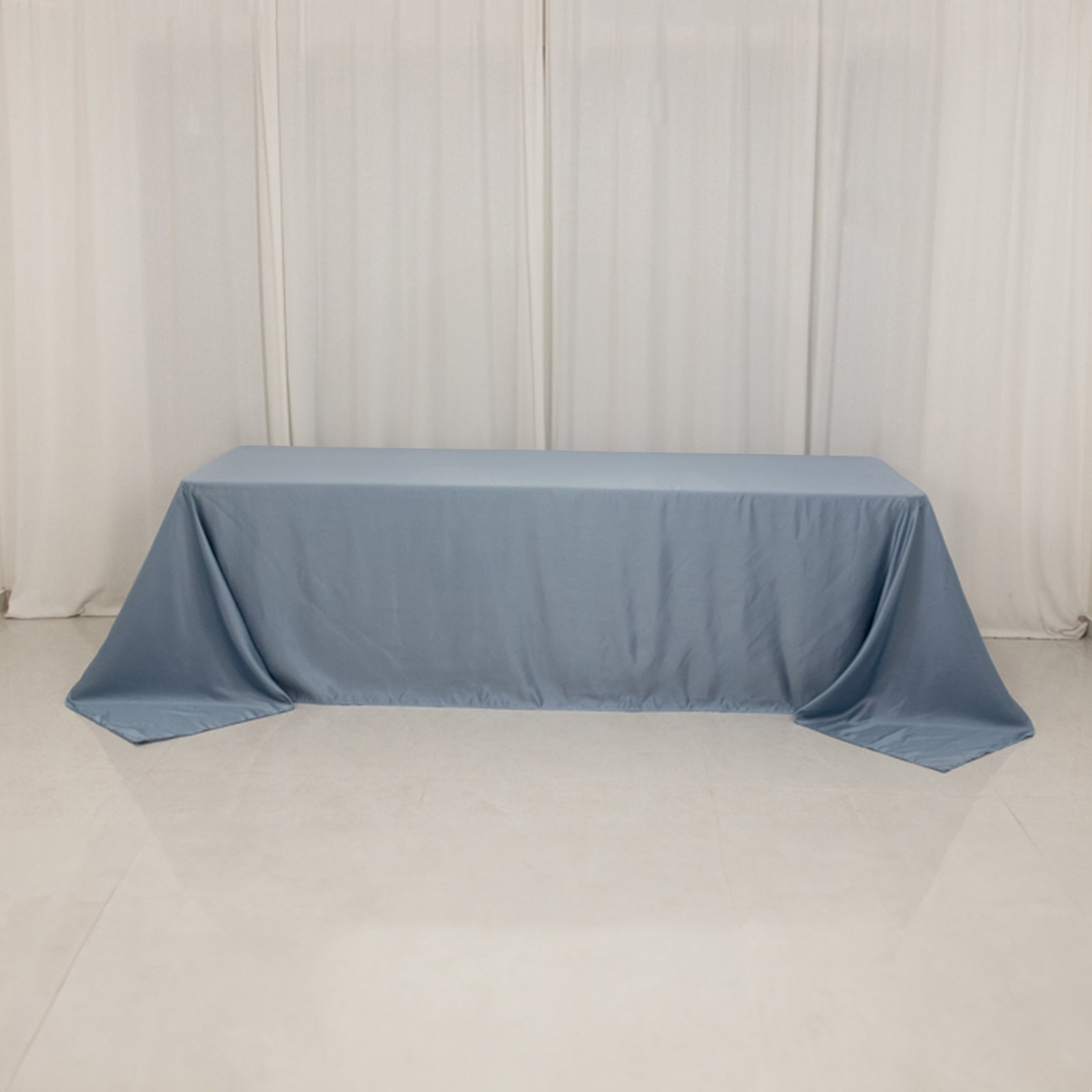 Lamour Satin 90"x156" Rectangle Tablecloth Dusty Blue - Luxurious, Soft Seamless Table Cover