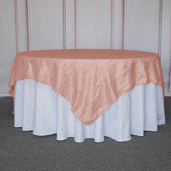 Taffeta 90"x90" Table Overlay Square Tablecloth Dusty Rose - Accordion Crinkle Table Cover