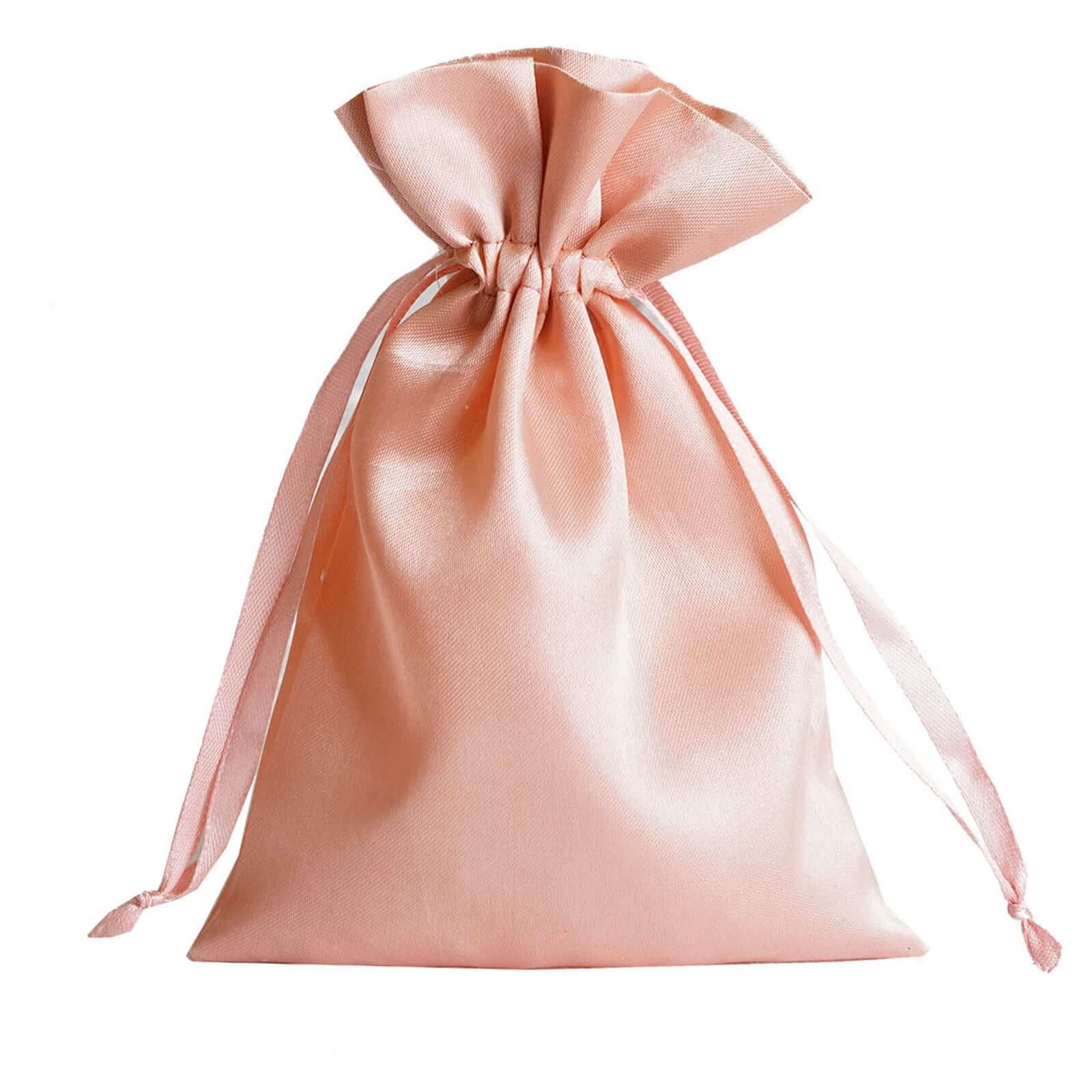 12 Pack 5"x7" Dusty Rose Satin Drawstring Wedding Party Favor Gift Bags