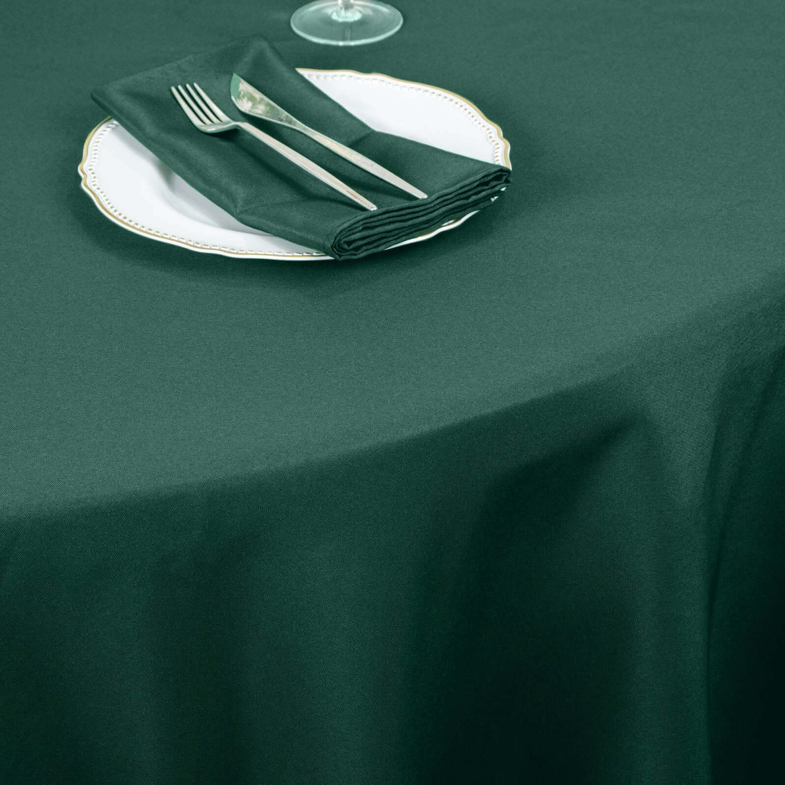 Premium Polyester 120" Round Tablecloth Hunter Emerald Green - Seamless 220GSM Wrinkle-Resistant Table Cover