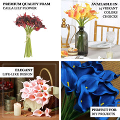 20 Stems 14" Royal Blue Artificial Poly Foam Calla Lily Flowers