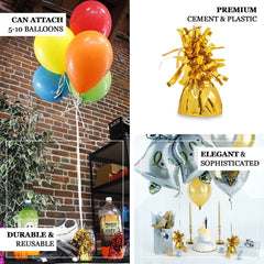 12 Pack 5" Metallic Gold Foil Tassel Top Party Balloon Weights, 5.5oz