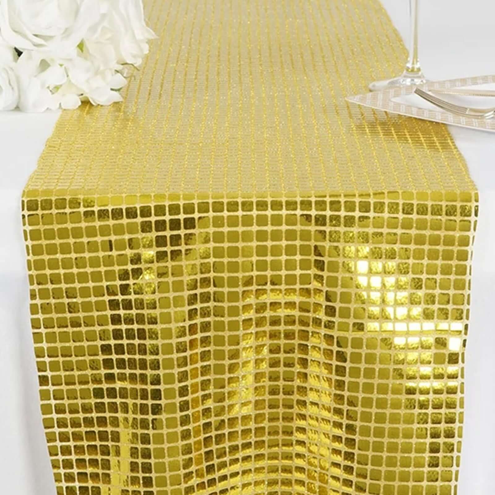 Mirror Foil 12"x108" Table Runner Gold - Shiny Metallic Party Table Decor